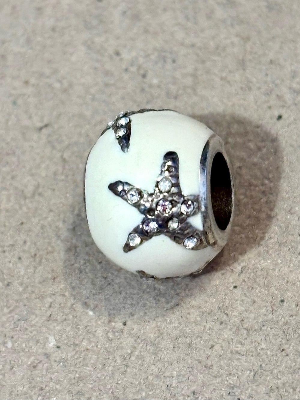🆕Listing! Brighton Ahoy Starfish bead Off-white enamel Crystals & silver Retired